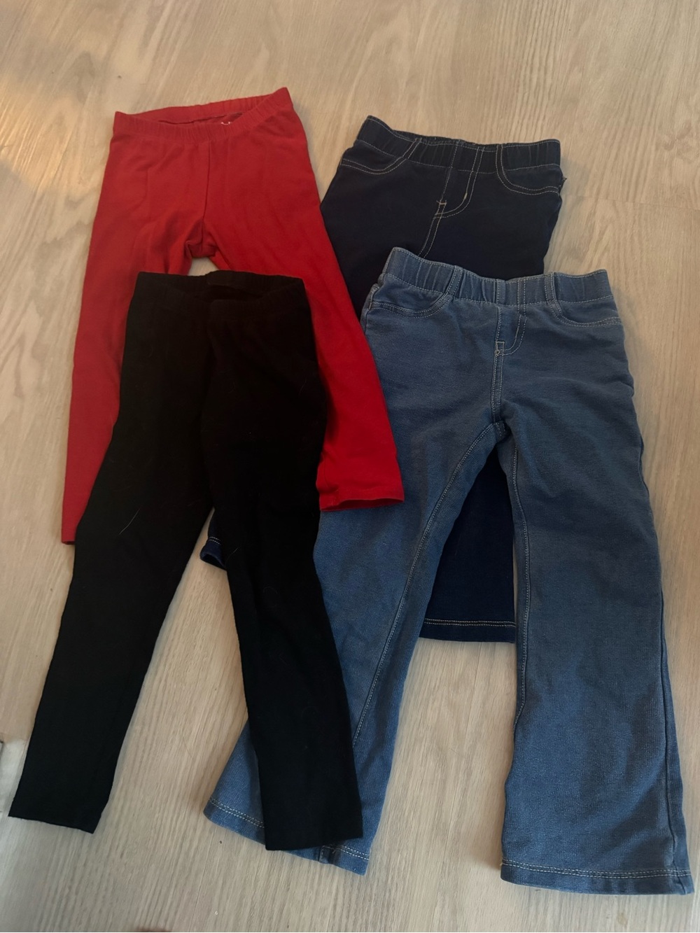 Cat & Jack 4 pairs of 3T leggings and jeggings Kids Red, Black and Blue pants